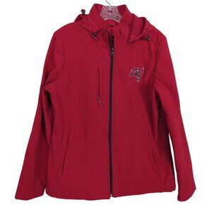 NFL Team Apparel Tampa Bay Buccaneers Women’s Softshell Jacket L Red Zip Hooded